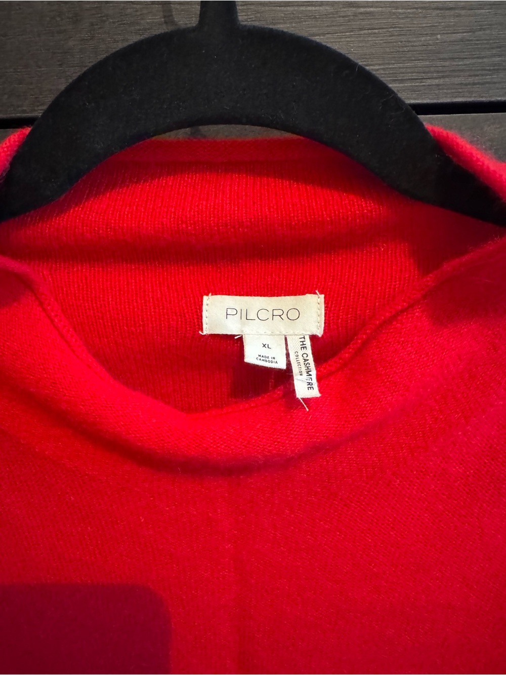 Anthropologie Pilcro Alani 100% Cashmere Mock-Neck Sweater in True Red - Picture 3 of 4